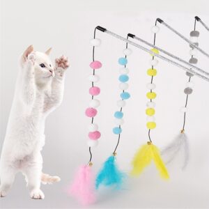 Pompom Cat Toys 1pcs Interactive Stick Feather Toy